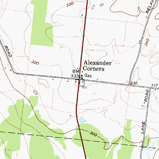 Topographic Map of Alexander Corners, NY