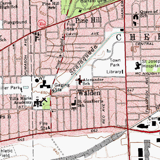 Topographic Map of Alexander School, NY