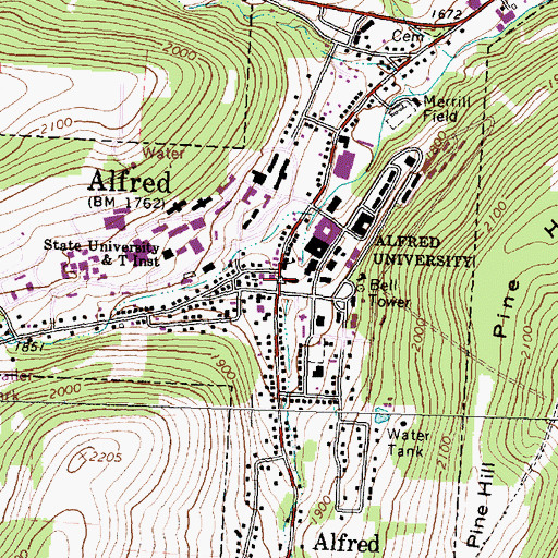 Topographic Map of Alfred, NY