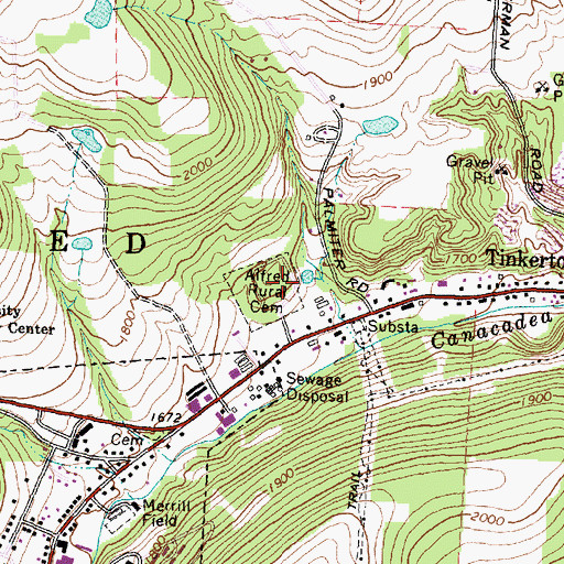 Topographic Map of Alfred Rural Cemetery, NY