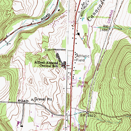 Topographic Map of Alfred-Almond Central School, NY