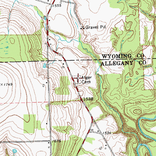 Topographic Map of Alger Cemetery, NY