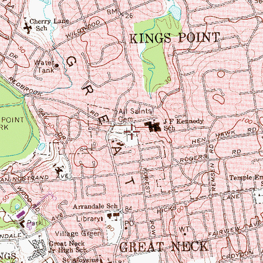 Topographic Map of All Saints Cemetery, NY