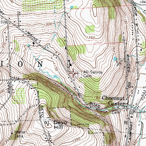 Topographic Map of All Saints Cemetery, NY