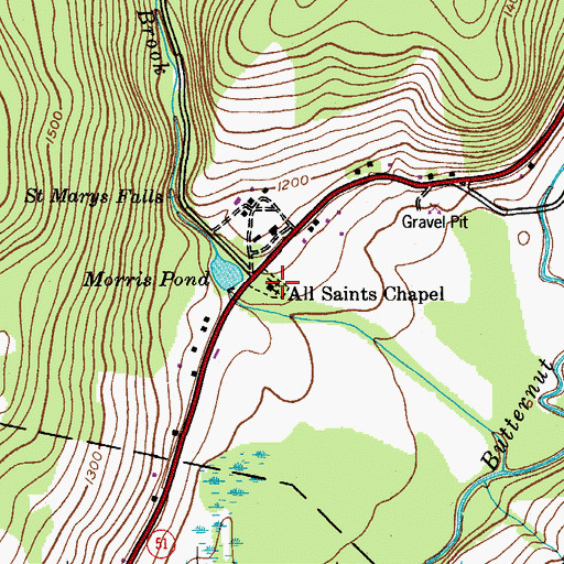 Topographic Map of All Saints Chapel, NY