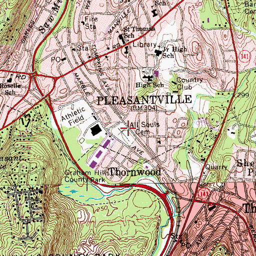Topographic Map of All Souls Cemetery, NY