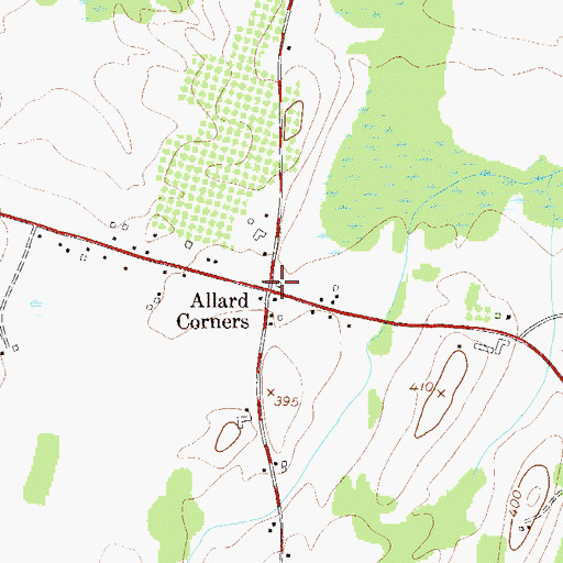 Topographic Map of Allard Corners, NY
