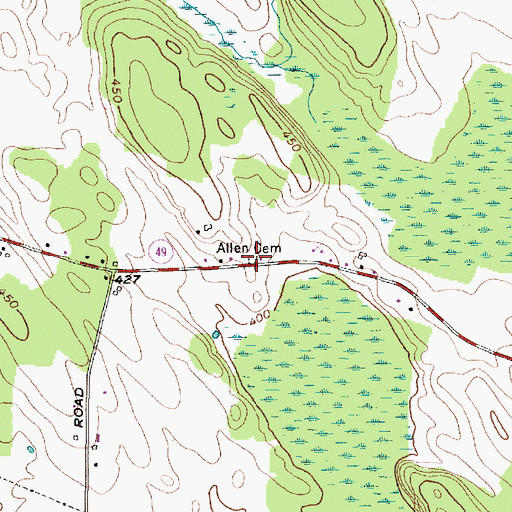 Topographic Map of Allen Cemetery, NY