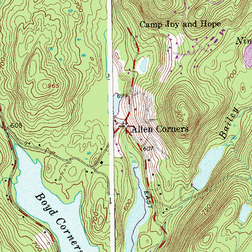 Topographic Map of Allen Corners, NY