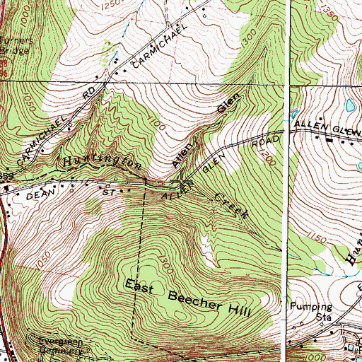 Topographic Map of Allen Glen, NY