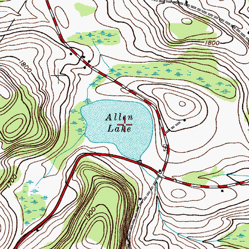 Topographic Map of Allen Lake, NY