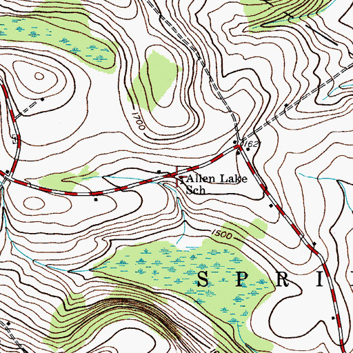 Topographic Map of Allen Lake School, NY