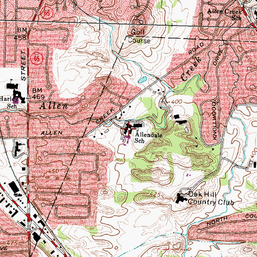 Topographic Map of Allendale Columbia School, NY
