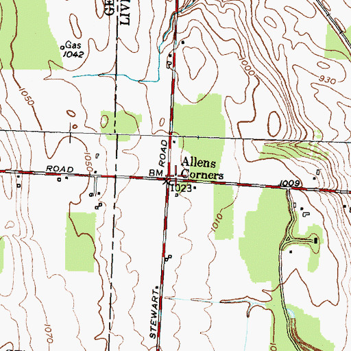 Topographic Map of Allens Corners, NY