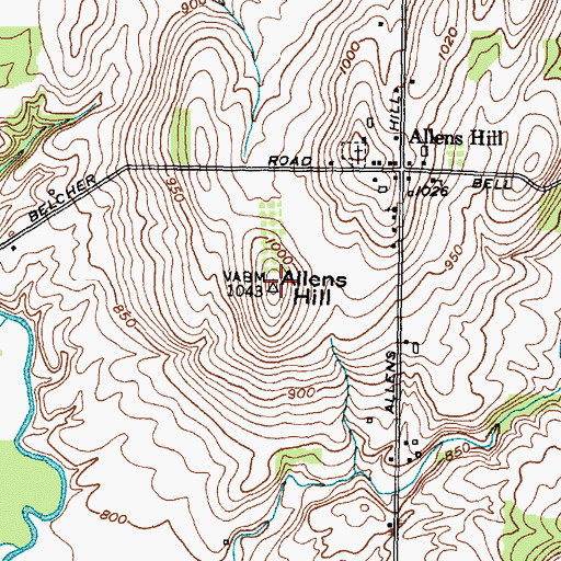 Topographic Map of Allens Hill, NY