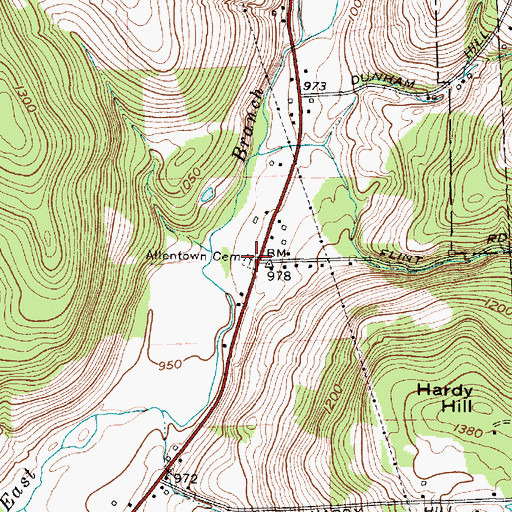 Topographic Map of Allentown Cemetery, NY