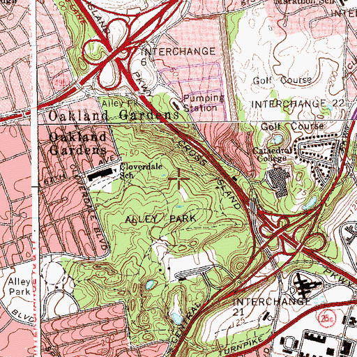Topographic Map of Alley Park, NY