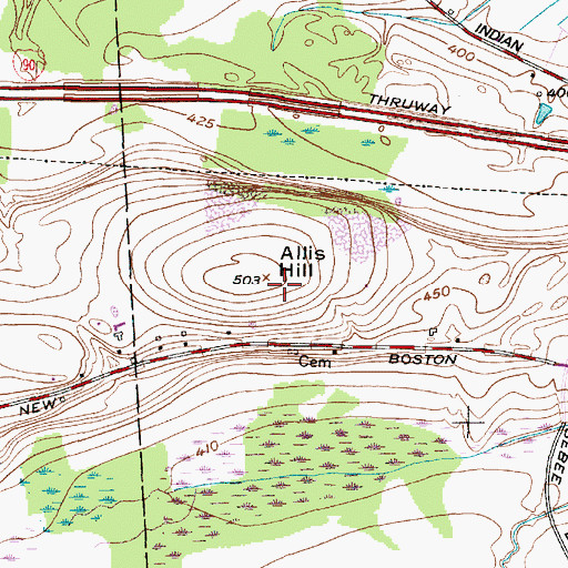 Topographic Map of Allis Hill, NY