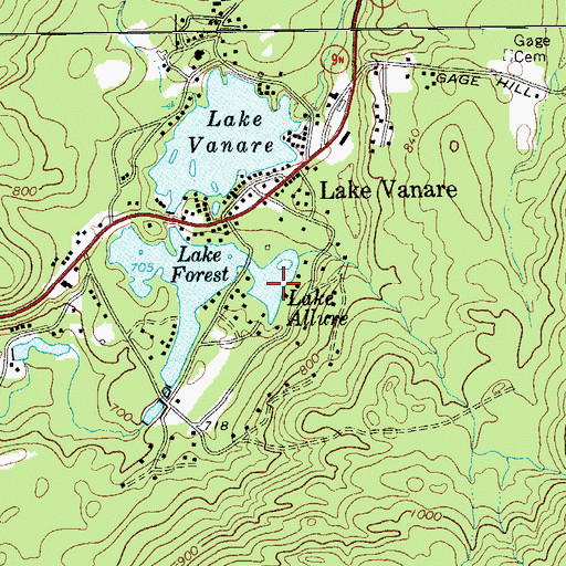 Topographic Map of Lake Allure, NY