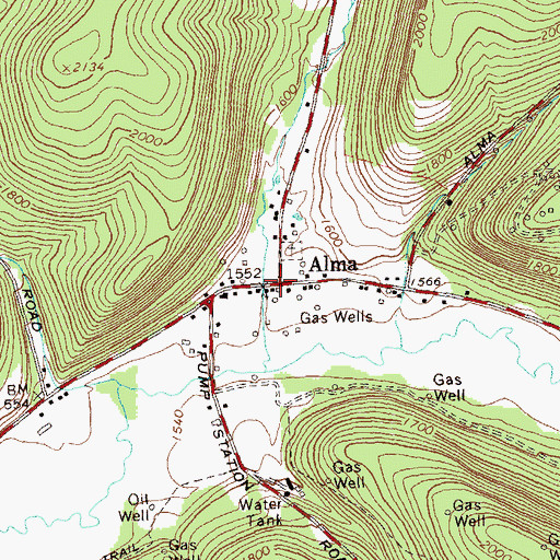 Topographic Map of Alma, NY
