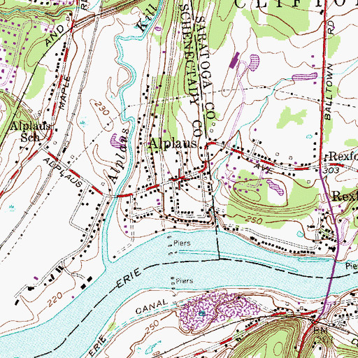 Topographic Map of Alplaus, NY