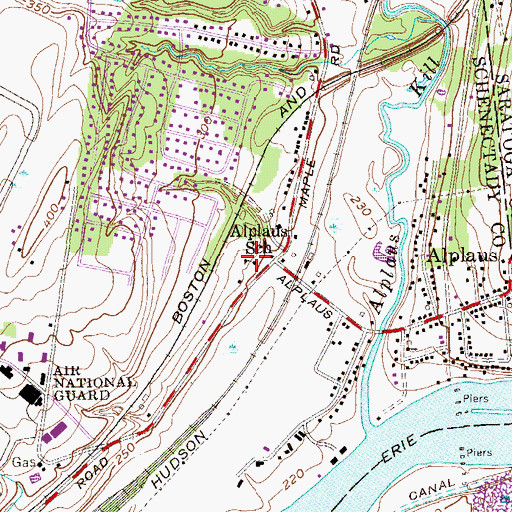 Topographic Map of Alplaus School (historical), NY