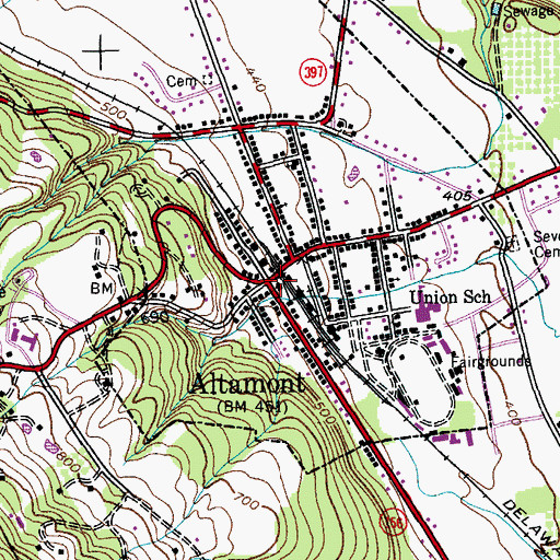 Topographic Map of Altamont, NY
