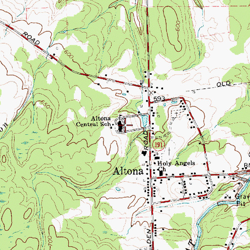 Topographic Map of Altona Central School, NY