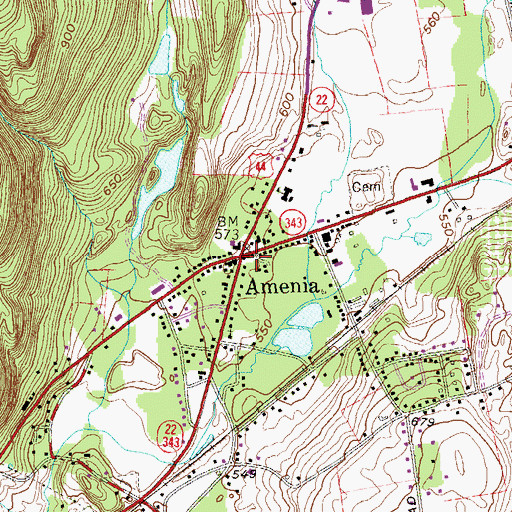 Topographic Map of Amenia, NY