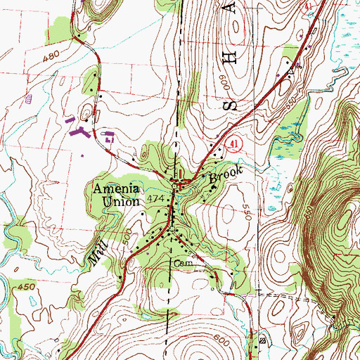 Topographic Map of Amenia Union, NY