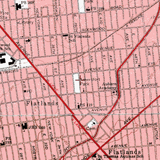 Topographic Map of Amersfort Park, NY
