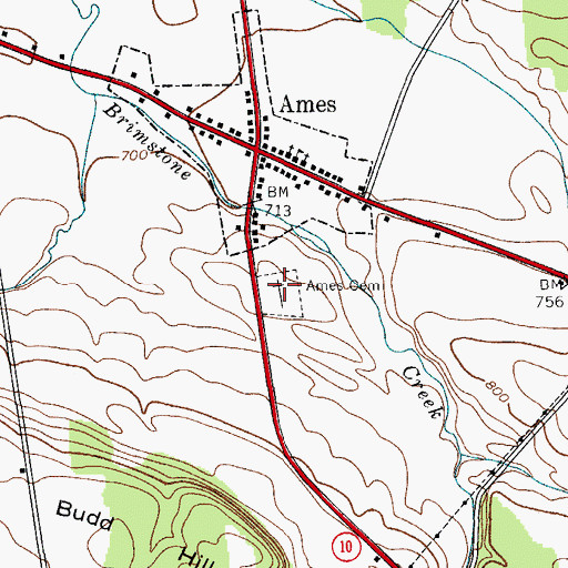 Topographic Map of Ames Cemetery, NY