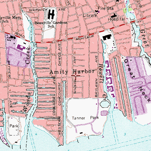 Topographic Map of Amity Harbor, NY