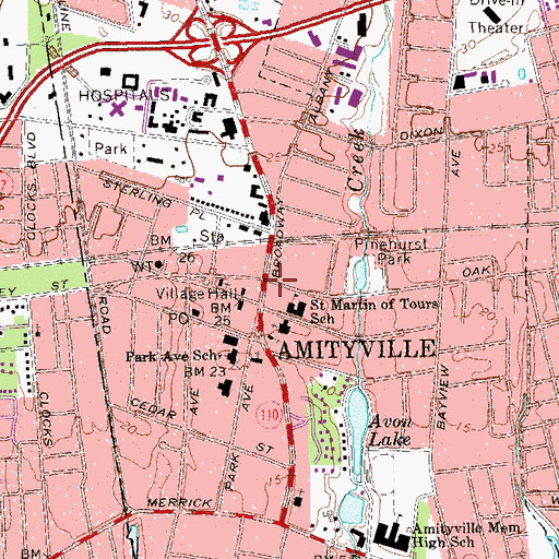 Topographic Map of Amityville, NY