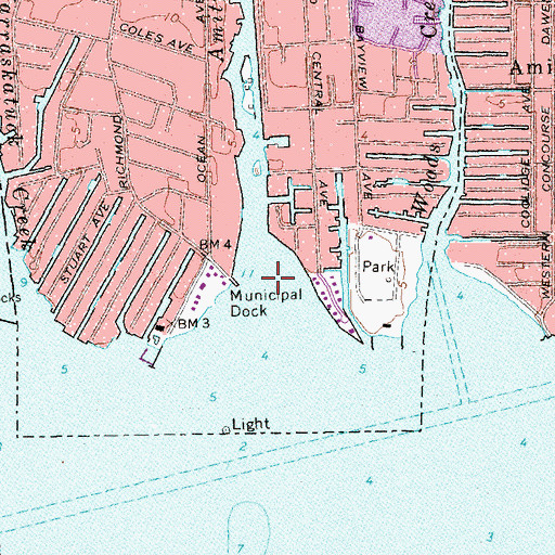 Topographic Map of Amityville Creek, NY