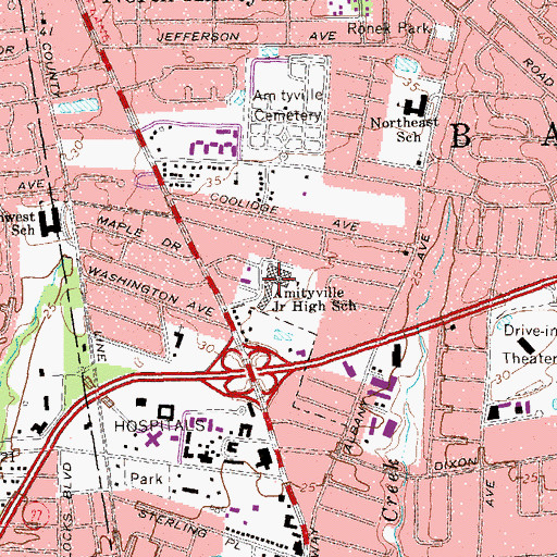Topographic Map of Edmund W Miles Middle School, NY