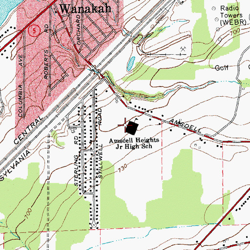 Topographic Map of Frontier Middle School, NY