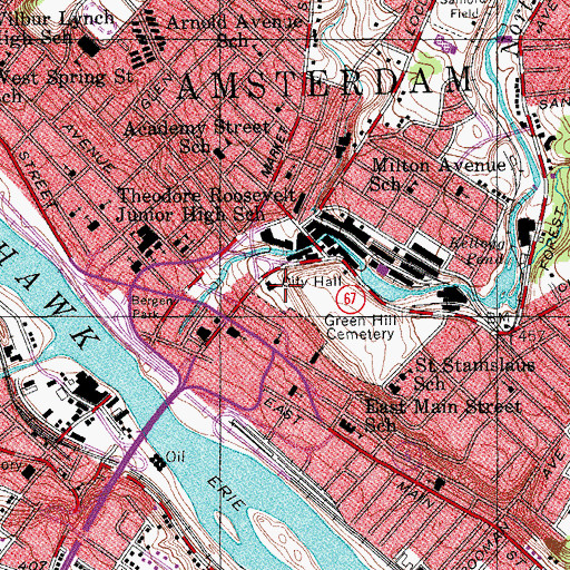 Topographic Map of Amsterdam, NY