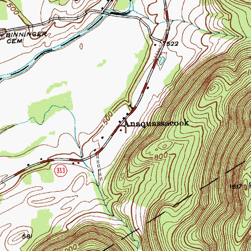 Topographic Map of Anaquassacook, NY