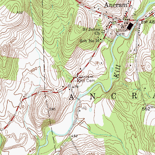 Topographic Map of Ancram Cemetery, NY