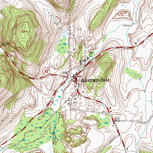 Topographic Map of Ancramdale, NY