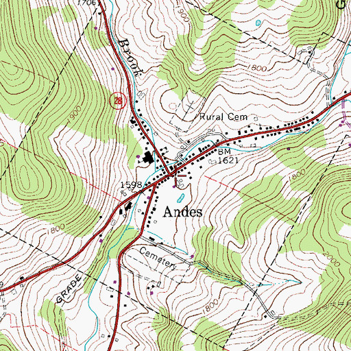 Topographic Map of Andes, NY