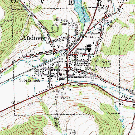 Topographic Map of Andover, NY