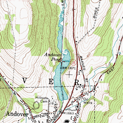 Topographic Map of Andover Pond, NY