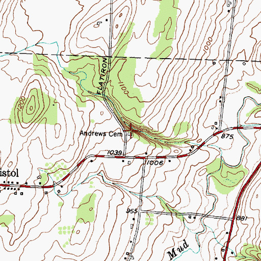Topographic Map of Andrews Cemetery, NY