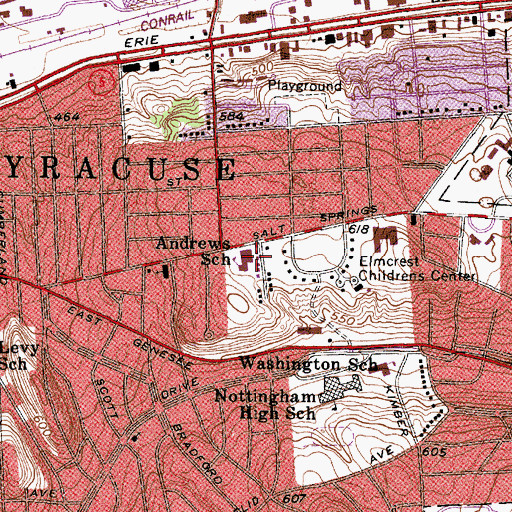Topographic Map of Andrews School, NY