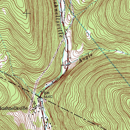 Topographic Map of Angle Creek, NY