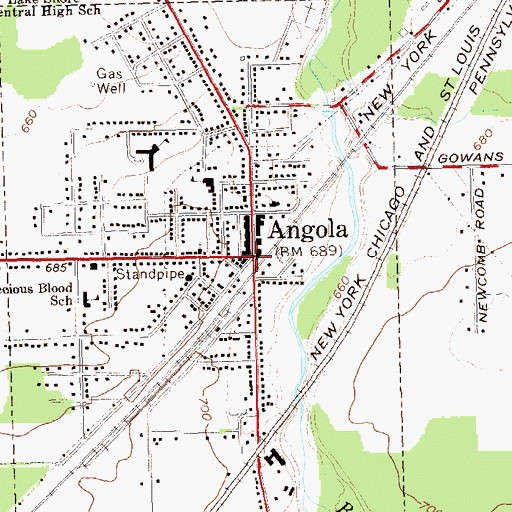 Topographic Map of Angola, NY