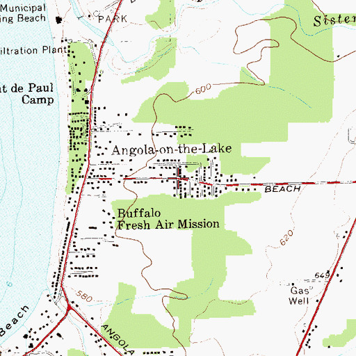 Topographic Map of Angola-on-the-Lake, NY