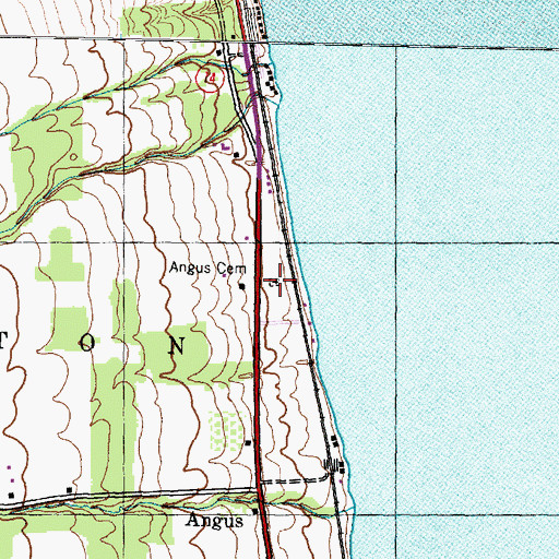 Topographic Map of Angus Cemetery, NY